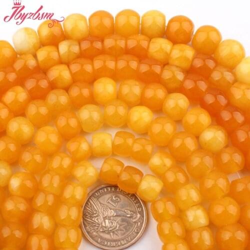 10,12,14,16mm Smooth Drum Yellow Carnelian Jades Natural Stone Beads For DIY Necklace Bracelets Jewelry Making 15" Free Shipping