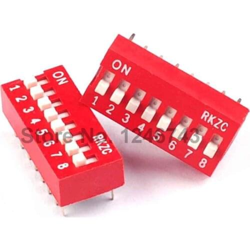 100PCS 8P 8 Position DIP Switch 2.54mm Pitch 2 Row 16 Pin DIP Switch