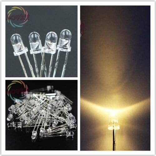 1000pcs 3MM Round Top High Quality Warm White leds 3mm Ultra Bright LEDs light Emitting Diodes Electronic Components Wholesale
