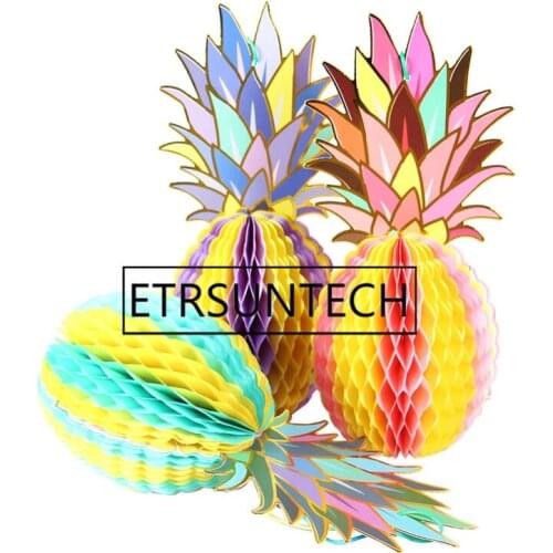 20sets 3pcs/set Paper Hanging Honeycomb Pineapple Decor Summer Party Table Beach Hawaii Party Tropical Birthday Wedding Supplies