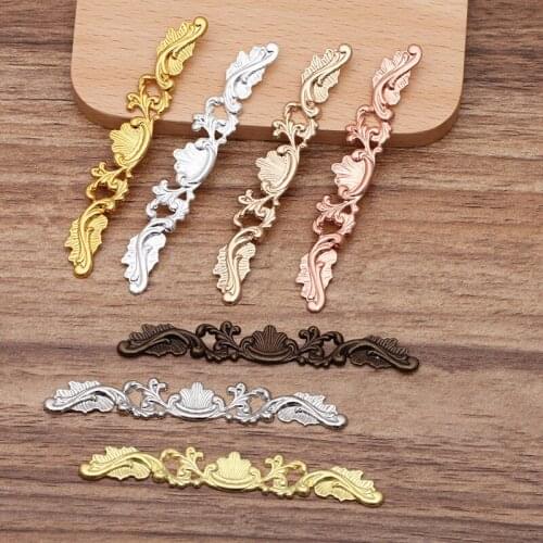 20pcs 7x78mm Gold Silver Plated Brass Sheets Filigree Wraps Connectors Charm DIY Hand Made Jewelry Accessories Wholesale