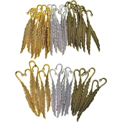 30/18pcs Beading Feather Bookmark With Loop Book Marker DIY Making Accessories