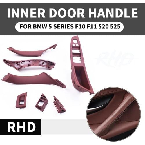 4/7PCS Set Right Hand Drive RHD For BMW 5 series F10 F11 520 525 Red Wine Gray Car Interior Door Handle Inner Panel Pull Trim