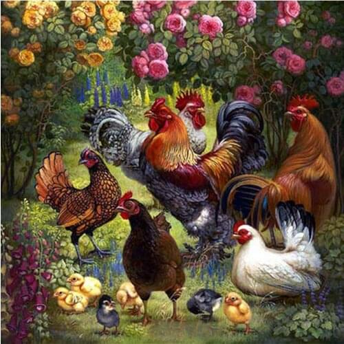 5D Rhinestones Diamond Embroidery Chicken Cock Baby 5d Diy Diamond Painting Cross Stitch Crafts Round Mosaic home decor