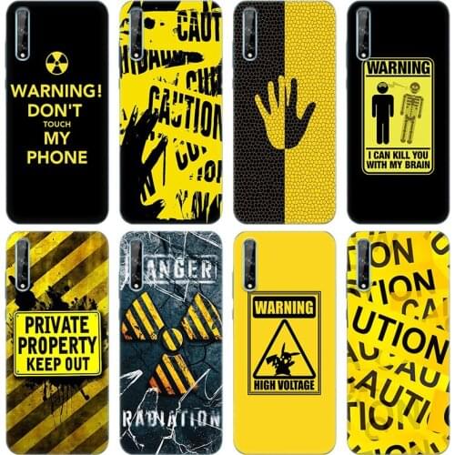 Caution Yellow Tape Soft Silicone Phone Case for Huawei Y5 Lite 2018 Y6 Y7A Y9A Prime 2018 Y9 2019 Y9S Y5P Y6P Y7P Y8P Cover
