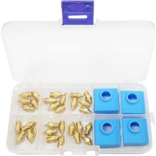 3D Printer Parts 0.2/0.3/0.4/0.5/0.6/0.8/1.0MM MK8 Extruder Nozzle with Silicone Sock for Creality CR-10 Ender 3