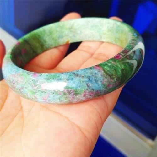 Precious Natural Ruby Zoisite Gemstone Fashion Crystal Woman Natural Stone Bangle Inner Diameter 61mm