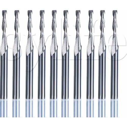 Two Flute Spiral Cutter 1/8" Engraving Cutting Bit Wood Acrylic Drill Pack of 10