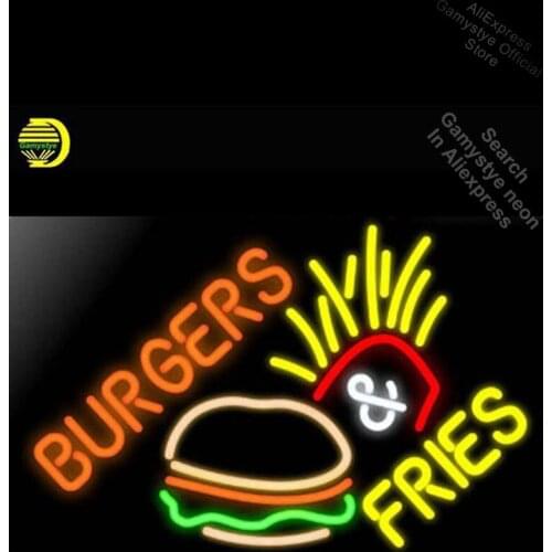 Burger Fries Neon Sign Gift Handcrafted Neon Bulbs Sign Glass Light Advertisement coors light neon sign Tube Neon Shop Bar Signs