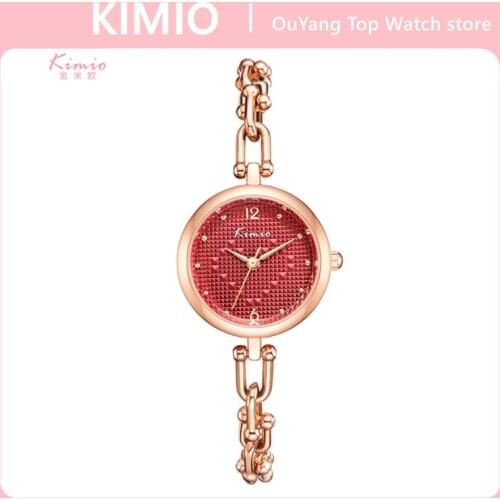 KIMIO Fashion 3D Heart Jewelry Design Bracelet Womens Watches Tops Famous Brand Quartz Watch Women Clock Gifts Femal With Box