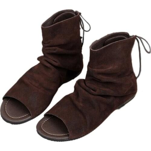 2020 Summer Men Sandal Shoes Gladiator Cool Men Ankle Sandal Shoes Rome Back lace-up Casual Beach Sandalias Mujer Black, Brown