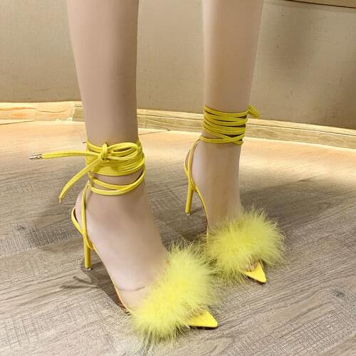 2021 Summer Mao Mao Shoes Candy Color Female Sexy Fish Mouth Strap Stiletto Sandals Catwalk Nightclub Wind High Heels Oversized