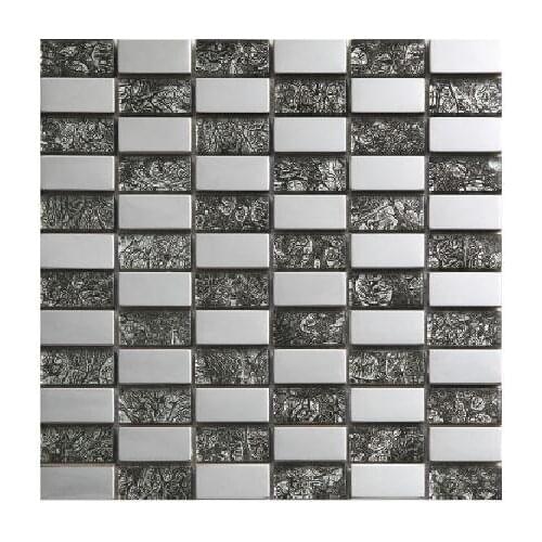 Stainless steel metal crystal glass mosaic glass tile kitchen backsplash bathroom shower background decorative wall paper tile