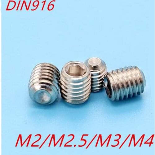 50Pcs DIN916 M2 M2.5 M3 M4 304 Stainless Steel Metric Thread Surfboard Fin Screws Inner Hex Cup Point Socket Set Screw