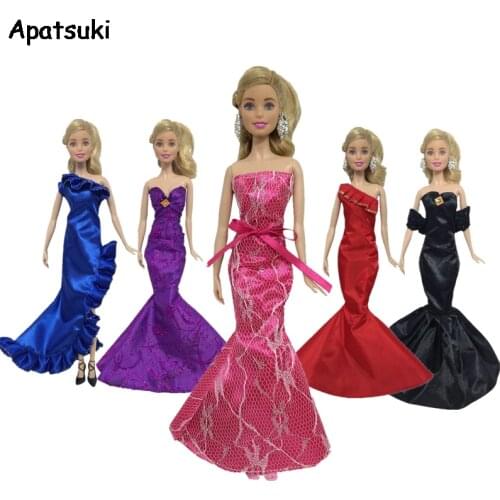 Fashion 4 colors Doll Dress For Barbie Doll Clothes Evening Dresses Gown Wedding Dress Outfits for Barbie Dollhouse 1/6