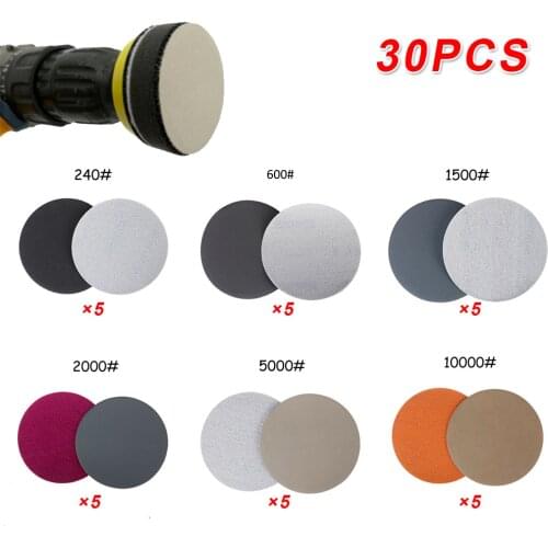 30pcs 996A 2Inch Dry/wet Sanding Disc Sandpaper 50mm 240/600/1500/2000/5000/10000 Grit Sanding Polishing