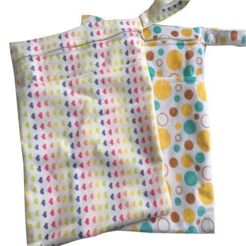 Whoesale Baby Waterproof Wet Diaper Bag Cloth Nappy Bags Swimsuit Bag Patterns Printed WetBag for Mama Size 35*40cm (30pcs/lot)