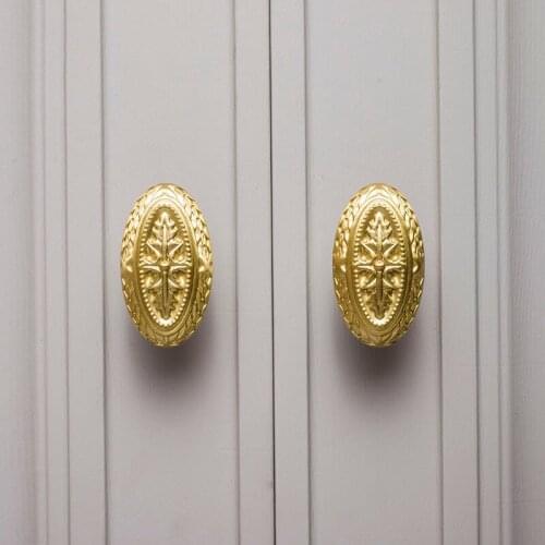 Oval Luxury High-End Copper Gold Small Handle Cabinet Wardrobe Door Furniture Drawer British Handle