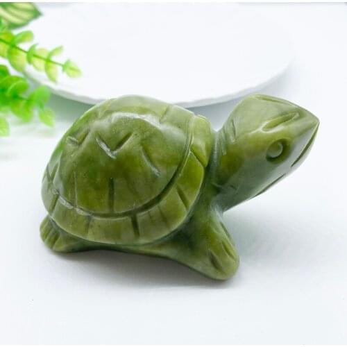 Natural Stone Jade Crystal Handmade Carved Tortoise Green Jade Turtle Animals For Gift Home Decoration