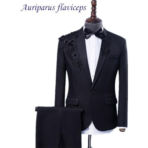 Auriparus flaviceps Flower Groom Tuxedos Groomsman Suit Wedding Suit Costume Mens Dress Performance Man Suits Stage Costumes