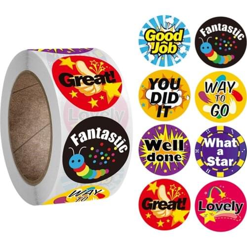 500pcs/Roll Reward Stickers Cartoon Cute Sticker Good Job School Teacher Sticker Labels Per Roll Kids Toys For Children Gifts