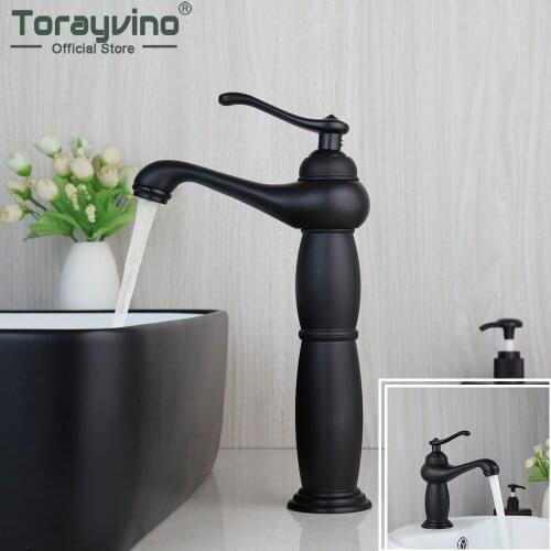 Torayvino Europe Style Matte Black Bathroom Faucet Wash Basin Sink Single Handle Vessel Cold And Hot Mixer Water Faucets Tap