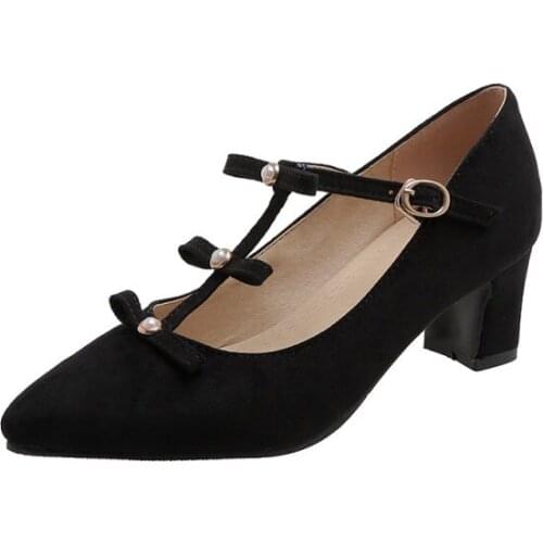 Big Size Single shoes decorated with pointed bow ladies high heels women shoes woman pumps