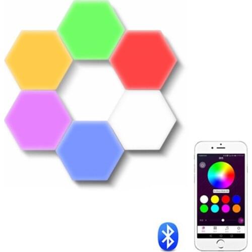 App Bluetooth Control Colorful quantum smart honeycomb hexagonal Modular LED wall lamp combination splicing lamp bedside Light