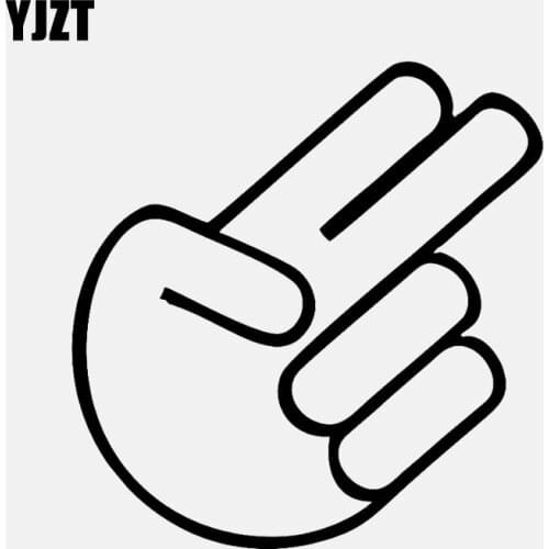 YJZT 12.2CM*12.6CM Two Finger Shocker Hand Outline Vinyl Decal Car Sticker Black/Silver C3-1903