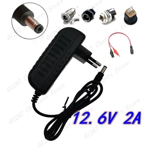 12.6V 2A Lithium Battery Charger For 12V 3Series Li-ion Battery Polymer Smart Charger 18650 Battery Pack 5.5mm x 2.1mm DC