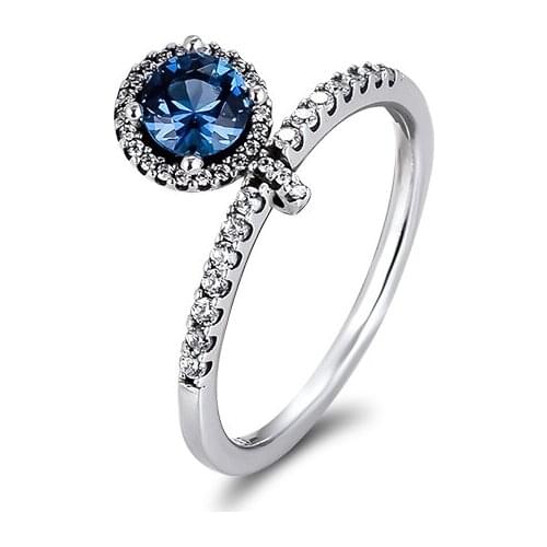 Genuine 925 Sterling Silver Dangling Round Sparkle Ring for Women DIY Jewelry Making Engagement Wedding Party Gift Anillos