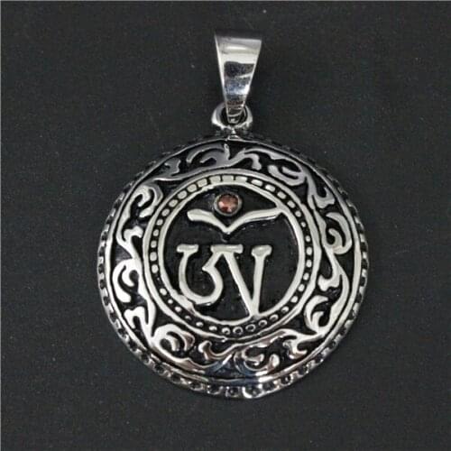 100% Personal Design Punk Round Pendant 316 Stainless Steel Fashion Red Stone Biker Pendant