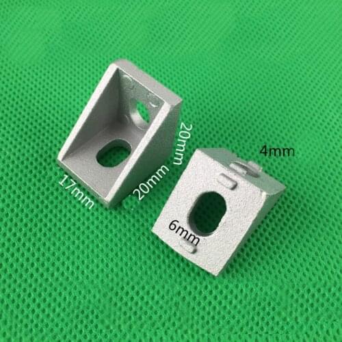 2020 Type Corner Brackets Aluminum Profile Fittings Angle Part Corner Seat 17*20mm L Angle Connector 10pcs