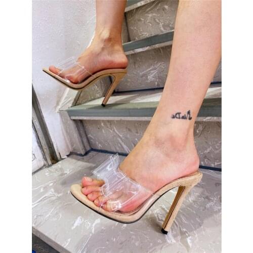 2021 Europe and The United States Wind Foreign Trade New Large Code 35-42 Yards Transparent Bow Film Fine High-heeled Sandals