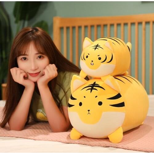 30/50cm Soft Plush Printed Fat Round Tiger Toy Stuffed Tiger pattern Throw pillow Zebra stripes Pig Throw Pillow Bed Cushion