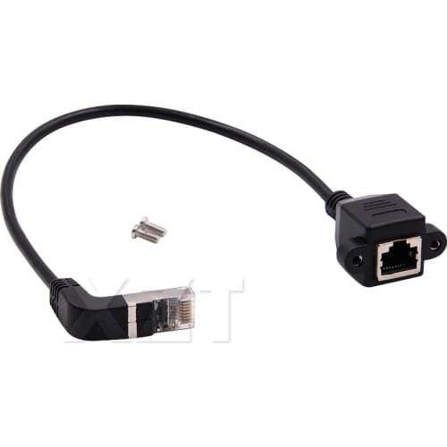 30cm 60cm 1M 1.5M 90 degrees UP Angle RJ45 Male to Female Screw Panel Mount Ethernet LAN Network Extension Cable converter