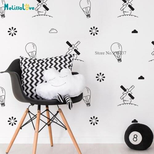 32 pcs/set Hot Air Balloons Wall Decal Windmills Suns and Clouds Baby room Nursery Decor Removable Wall Sticker BB671