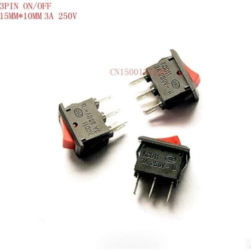 5pcs 3PIN ON/OFF red Rocker Switch 3A250V Rocker switch Power switch