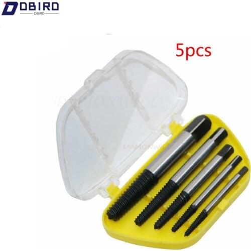 5Pcs/set Carbon Steel Screw Broken Speed Out Damaged Screw Extractor Drill Bit Guide Set Broken Bolt Remover Easy Out Set