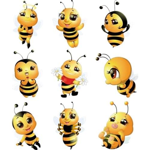 Iron-on transfers for clothing stickers Cute little bee stripes heat-sensitive iron on patches transfer fusible clothes custom