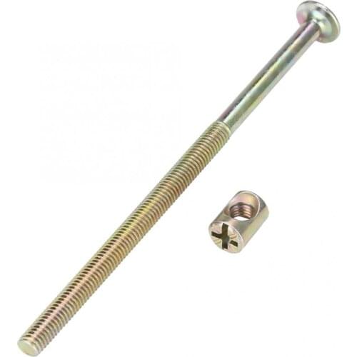 10PCS M6 Carbon Steel 120mm Furniture Bolts With 6mm Barrel Nuts Connector Fastener Screw Set