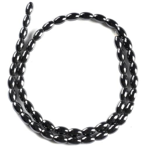 Black Hematite Beads No Magnetic Rice Olivary Shape Accessories Beads Natural Loose Strand Stone for DIY Jewelry Bracelet Making