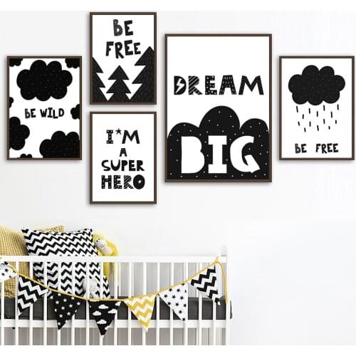 Flower Star Cloud Mountain Quotes Cartoon Wall Art Canvas Painting Nordic Posters And Prints Wall Pictures For Kids Room Decor