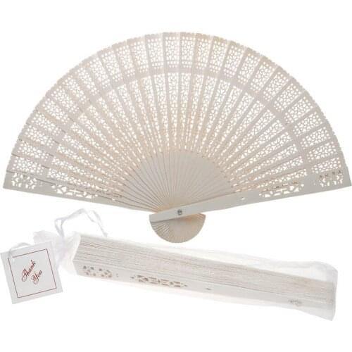 [ Fly Eagle ] 8" White Sandalwood Hand Fan, Wedding Favour, Parties, Fancy Dress, Theatre, Sandal Wood