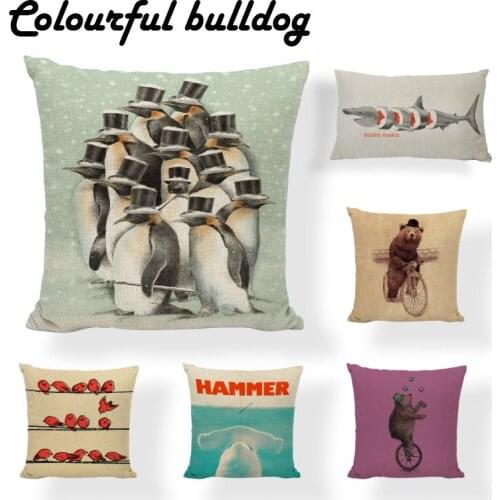 Hot Sale Ocean Dream Series Pillow Bear Fish Sparrow Butterfly Snail Cushion Cover Home Decor Garden Kids Bedroom Cojines