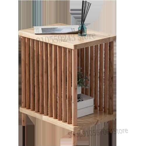 Customized Nordic Solid Wood Sofa Side Cabinet Light Luxury Corner Table Storage Bedside Table Small Coffee Table Simple Modern
