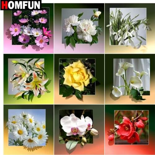 HOMFUN Square Round Drill 5D Diamond Painting Environmental Crafts Full Diamond Embroidery "Flower frame decoration" Home decor
