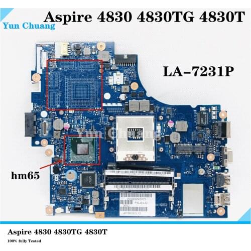 LA-7231P Motherboard ACER Aspire 4830 4830TG 4830T Laptop Motherboard LA-7231P HM65 DDR3 100% fully Tested
