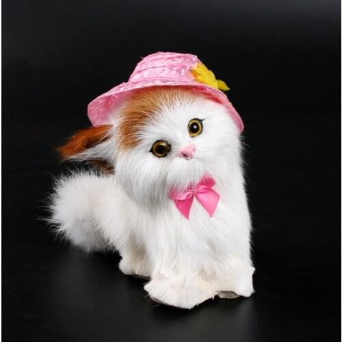 Small cute simulation cat model toy polyethylene & furs cat doll with a hat gift about 13x11x12cm 1087