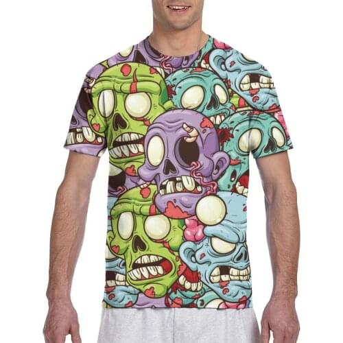 Cartoon Zombie Heads Fashion T-shirt Men 2020 Summer Crew Neck Mens Tshirt Tee Shirts